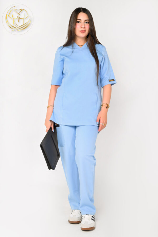 V-Neck Woman Scrub Baby Blue