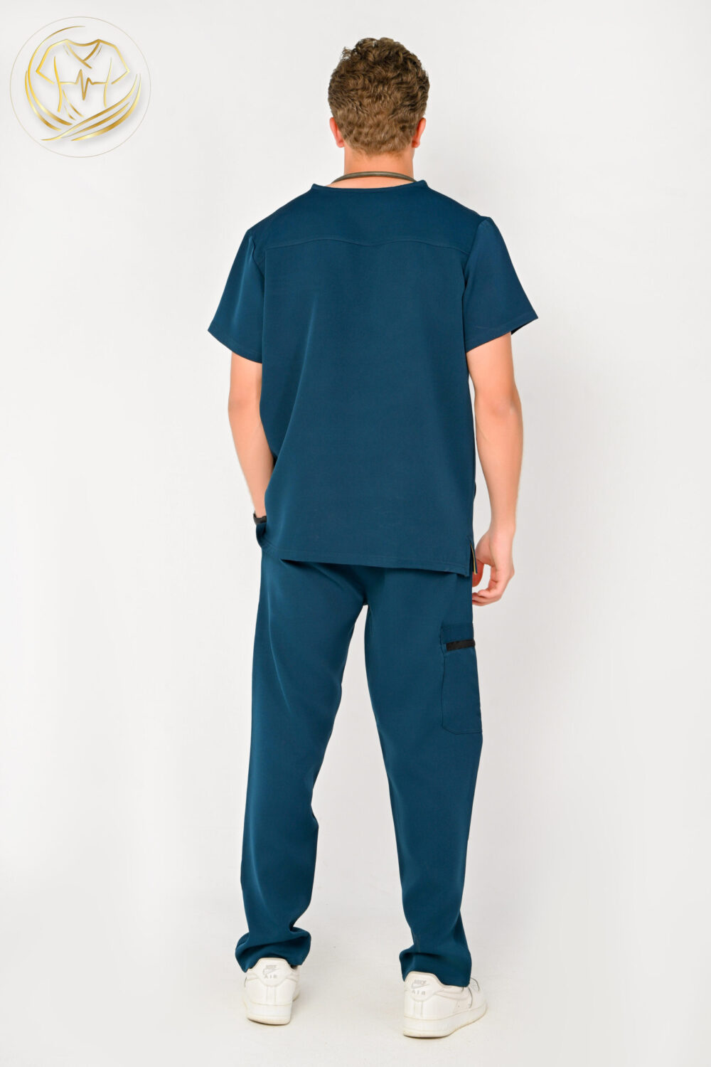 V-Neck Men Scrub Petrol Blue - الصورة 2