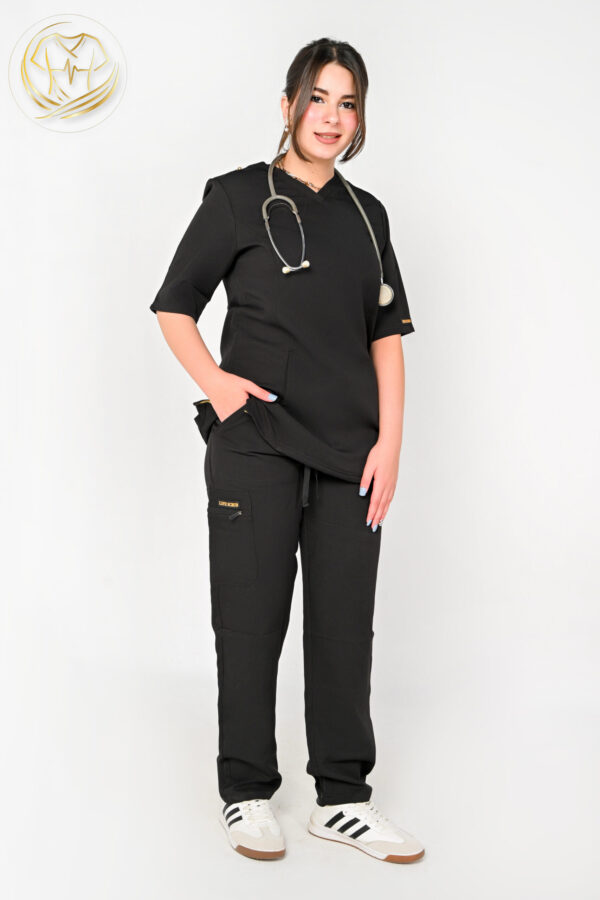 V-Neck Woman Scrub Black