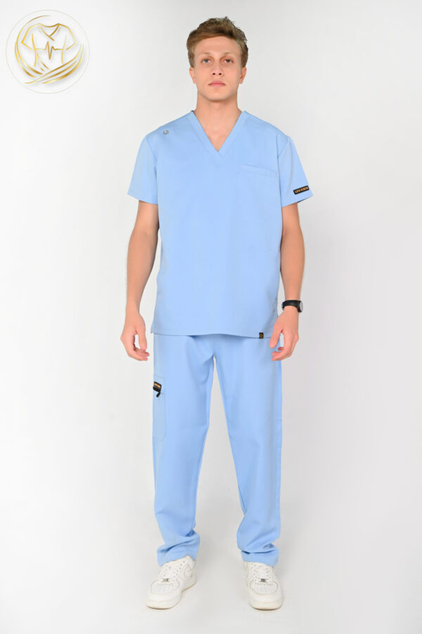 V-Neck Men Scrub Baby Blue
