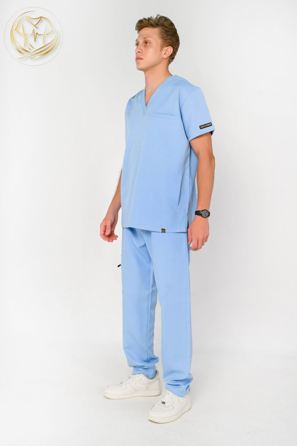 V-Neck Men Scrub Baby Blue - الصورة 3