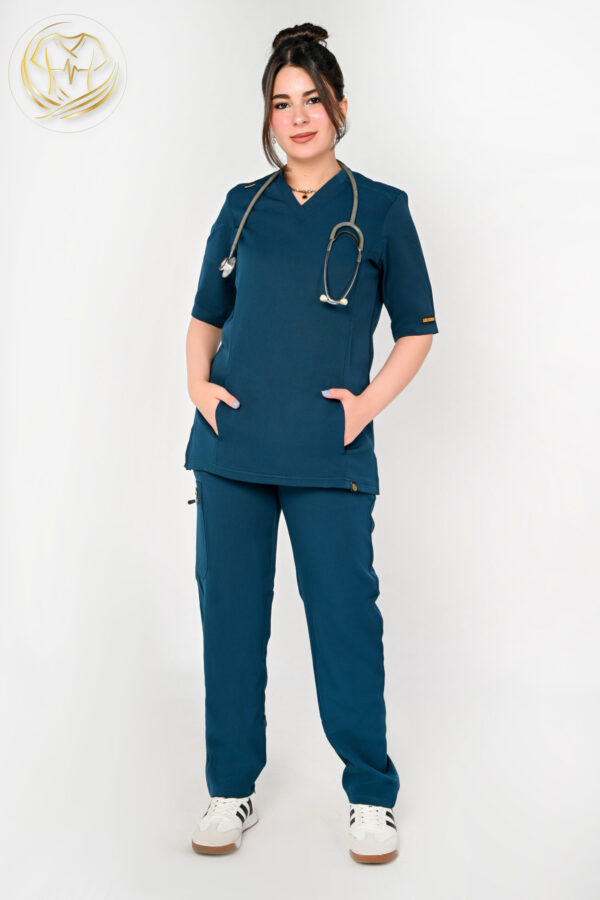 V-Neck woman Scrub Petrol Blue