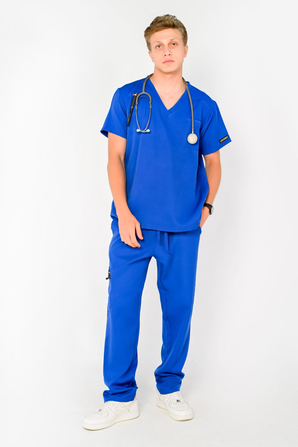 V-Neck Men Scrub Blue - الصورة 2