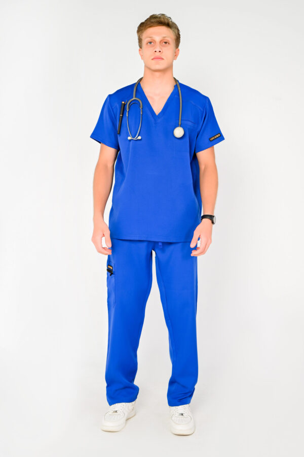 V-Neck Men Scrub Blue