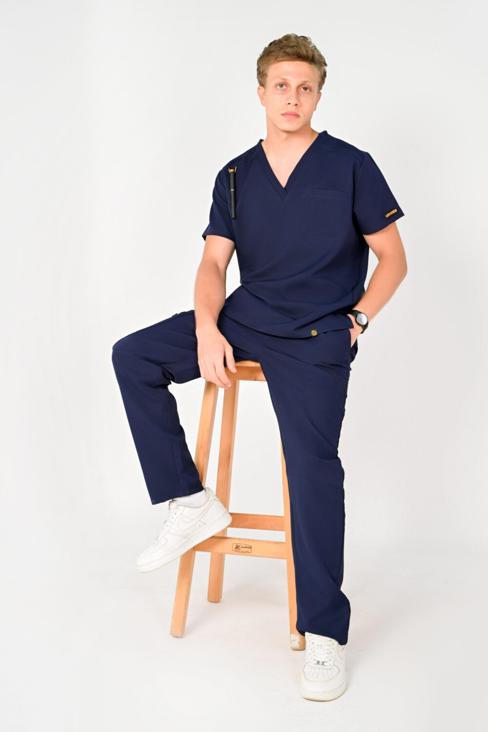 V-Neck Men Scrub Dark Blue - الصورة 2