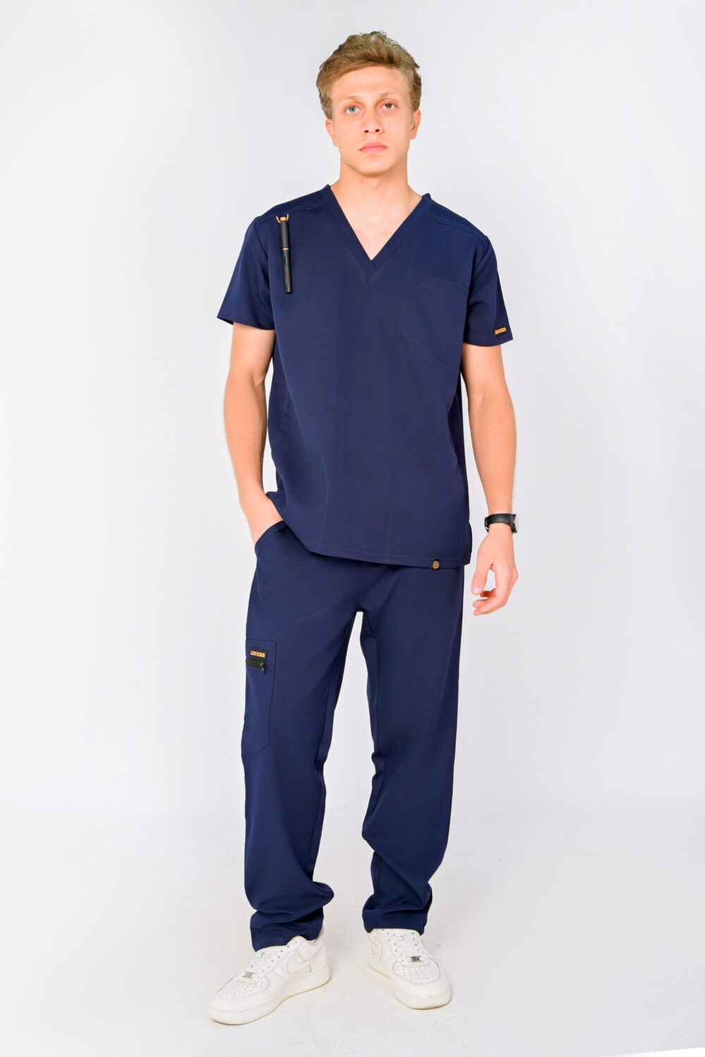 V-Neck Men Scrub Dark Blue