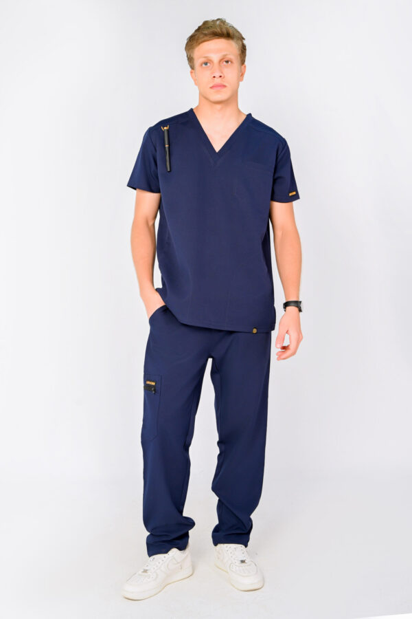 V-Neck Men Scrub Dark Blue