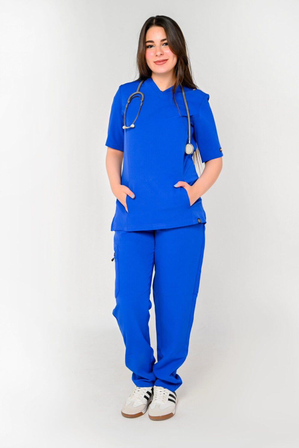 V-Neck Woman Scrub Blue - الصورة 2