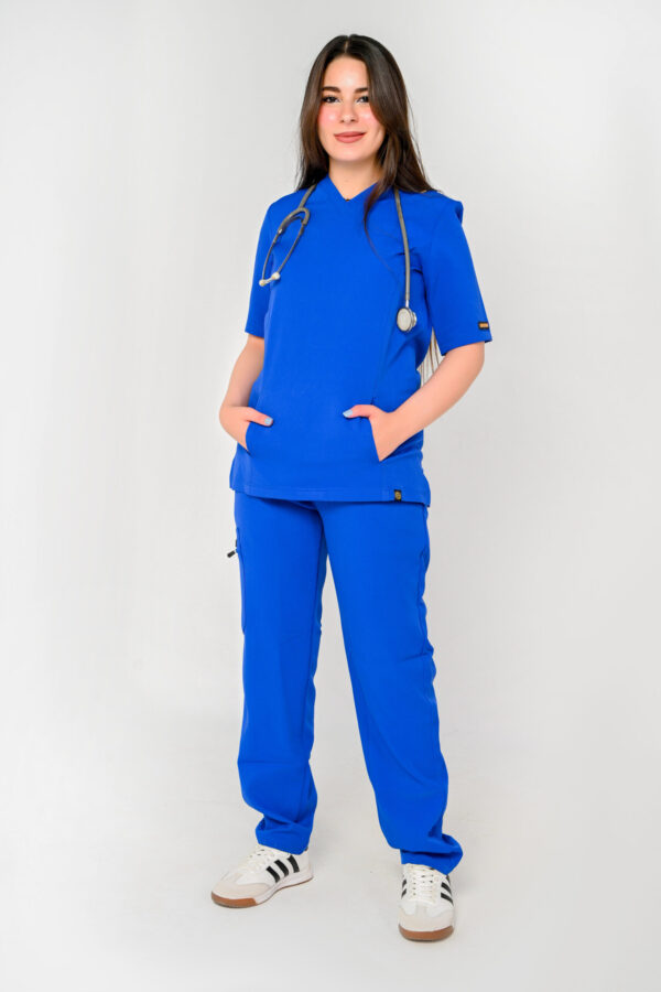 V-Neck Woman Scrub Blue