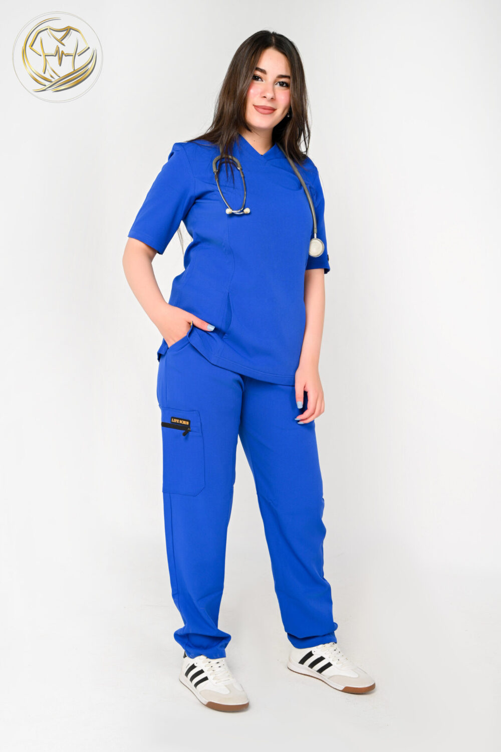 V-Neck Woman Scrub Blue - الصورة 3